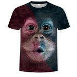 Homens Juventude Moda Tops T-shirt Macaco Padrão T-shirt de impressão 3D Digital