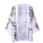 Homens Kimono Tradicional solto Manto chinês do dragão Impressão Sete trimestre Roupa Sleeve Cardigan protectores solares