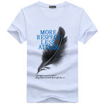 Homens Letter Feather Simples Impressão T-shirt de manga curta