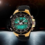 Homens luxo refinado generosas LED impermeável Multifunction analógico-digital Esporte Militar relógio de pulso