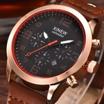 Men Luxury Stainless Steel Quartz Military Sport Leather Band Dial Wrist Watch