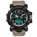 Homens Militares Esportes Calendário Luminoso Dual Display Digital Quartz Relógio De Pulso