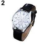 Homens Moda Negócios Estilo Pulseira De Couro Falso Rodada Dial Quartz Analog Wrist Watch