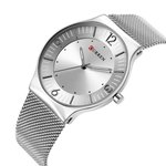 Homens Moda Quartz Relógio Ultra-fina impermeável Luxo banda de aço inoxidável comercial masculino Relógio de pulso