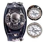 Men Women Couples Casual Skull Head Cartoon Watch Siamese Belt Quartz Watch Wristwatch Redbey