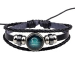 Homens Mulheres Xmas presente 12 Constellation Pulseira de couro trançado Pulseiras Bangles