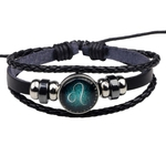 Homens Mulheres Xmas presente 12 Constellation Pulseira de couro trançado Pulseiras Bangles