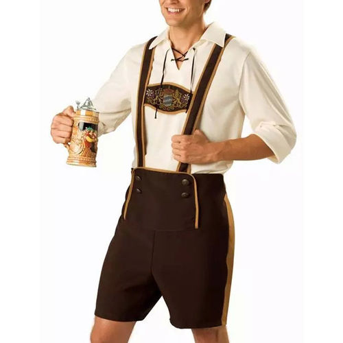 Homens Oktoberfest Roupa Set Tops + Suspensórios Pants