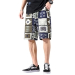 Homens Praia Shorts Verão Pants Quinta estilo étnico Geometria impressão Pockets Casual solta Plus Size M-5XL