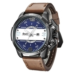 Homens pulseira de couro relógio de quartzo Casual Rodada Dial calendário Watch-3745 pulso