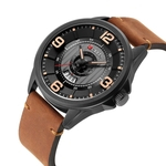 Homens Quartz Assista Data de exibição Big Dial Alloy Leather Case Strap Masculino Relógio de pulso Casual