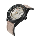 Homens Quartz Assista Data Dial Display oco impermeável couro Strap Male Wristwatch Negócios