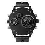 Gostar Homens de quartzo esportes relógio multifunções Dual Time Zones Compass relógio de pulso