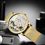 Homens Relógio de negócios Relógio de quartzo impermeável Banda Retiforme Relógio de pulso Dourado