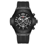 Homens relógio de quartzo Sports impermeável relógio de pulso Silicone Strap Stainless Steel Buckle oco Projeto Calendário Mineral vidro temperado Espelho