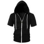 Homens slim-encaixe tiro Sleeve Hoodie Blusa com Zipper & Pockets Elegante Colete Tops presente fitness Sports Wear