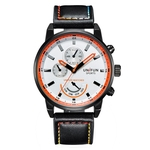 Homens Sports Quartz Relógio Big Dial Waterproof Couro PU Strap Pin Buckle Elegante relógio de pulso