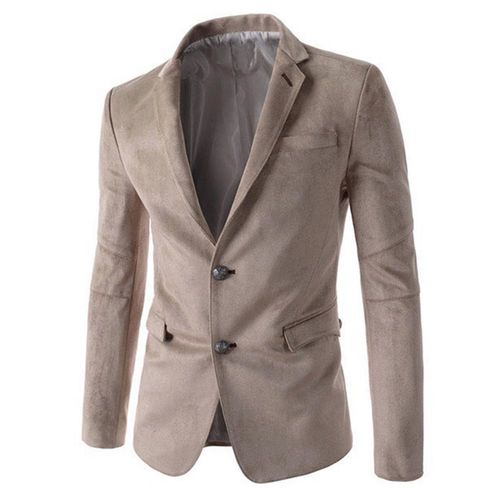 Homens Suede formal Casual Collar Laple Slim Fit Brasão Suit