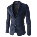 Homens Suede formal Casual Collar Laple Slim Fit Brasão Suit