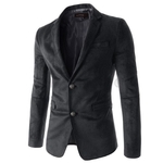 Homens Suede formal Casual Collar Laple Slim Fit Brasão Suit