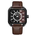 Homens Único Praça Data Relógio Business Casual Leather Strap relógio de quartzo