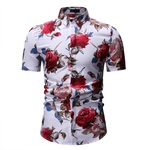 Homens Verão Flor Impresso Camisa Casual