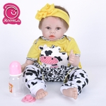 Hoomai Big desconto de 22 polegadas Reborn Doll Girl Bebe ou menino pano corpo realista Newborn Baby Doll Enraizado Criança cabelo Presente Bedtime Jogar Toy