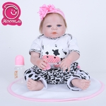 Hoomai Big desconto de 22 polegadas Reborn Doll Girl Bebe ou menino pano corpo realista Newborn Baby Doll Enraizado Criança cabelo Presente Bedtime Jogar Toy