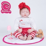 Hoomai Big desconto de 22 polegadas Reborn Doll Girl Bebe ou menino pano corpo realista Newborn Baby Doll Enraizado Criança cabelo Presente Bedtime Jogar Toy