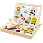 Hot New Multifuncional de madeira Brinquedos Educativos Magnetic enigma Farm animal da selva, crianças, miúdos Jigsaw bebê Desenho Cavalete Board