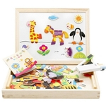 Hot New Multifuncional de madeira Brinquedos Educativos Magnetic enigma Farm animal da selva, crianças, miúdos Jigsaw bebê Desenho Cavalete Board