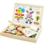 Hot New Multifuncional de madeira Brinquedos Educativos Magnetic enigma Farm animal da selva, crianças, miúdos Jigsaw bebê Desenho Cavalete Board