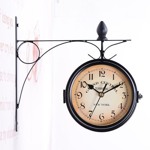 Household Dupla Face Bracket Relógio Retro Decoração Horological Ornamentos Sala Relógio de parede