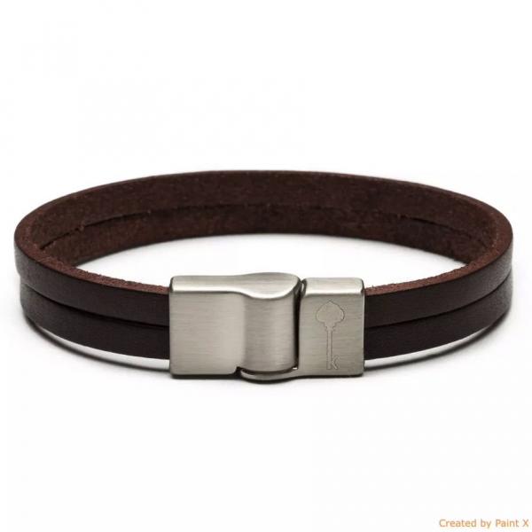 Huerta Silver Leather Brown - Pulseira Key Design