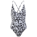 Cruz Impressão Mulheres Sexy profunda V Leopard Strap Backless Bikini Redbey