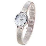 SUM Mulheres pequeno mostrador de relógio de quartzo com pulseira de aço inoxidável relógio de pulso Ornamento do presente