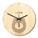 Impressão de madeira Relógio de parede animal dos desenhos animados Relógio de parede Sala Decoração