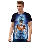 Impressão Digital Homens Mulheres 3D Dragon Ball Goku Verão Curto Casual Sleeve T-shirt