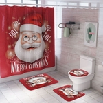 Impressão Série Natal Toilet Tampa Mat não escorregar Rug Cortina de Banho Duche