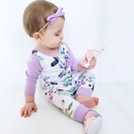 Infantil Algodão Romper Floral Impresso Jumpsuit mangas compridas roupa para bebés