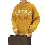 Inverno Homens Knitting Wool Sweater Moda Leal Crew Neck preguiçoso soltas pulôver