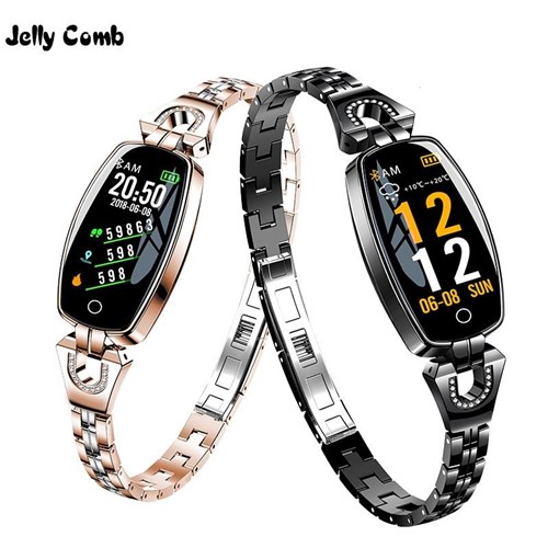 Jelly Comb Smartwatch de Luxo Feminino com Pulseira de Metal. / Prata