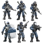 6pcs / Conjunto completo Moveable Militar Campo figura modelo Joint boneca enigma Building Blocks Toy Campo Militar Guerreiro enigma Building Blocks