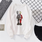 KAWS Unisex Crew Neck camisola dos desenhos animados Combinada boneca Thicken Casal solto pulôver