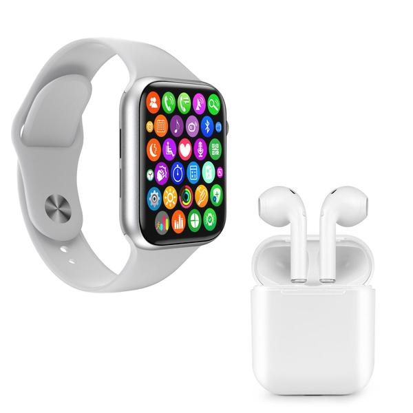 Kit 1 Relógio Inteligente SmartWatch IWO8 Lite Plus Branco Troca Pulseira + 1 Fone Bt I9 TWS Branco - Smart Bracelet