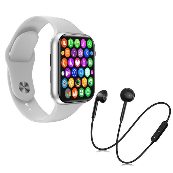 Kit 1 Relógio Inteligente SmartWatch IWO8 Lite Plus Troca Pulseira + 1 Fone Bt S6 - Smart Bracelet