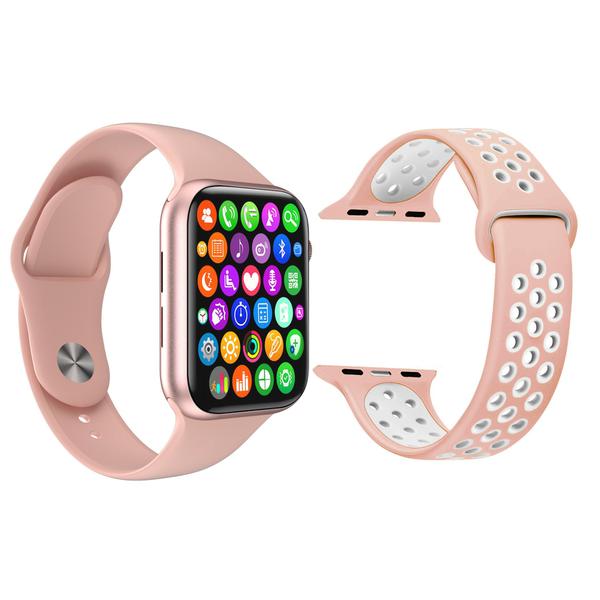 Kit 1 Relógio Inteligente SmartWatch IWO8 Lite Plus Rosa + 1 Pulseira Extra Sport Rosa - Smart Bracelet