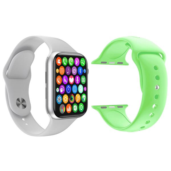 Kit 1 Relógio Inteligente SmartWatch W34 S Branco Android IOS + 1 Pulseira Extra Silicone Verde - Smart Bracelet