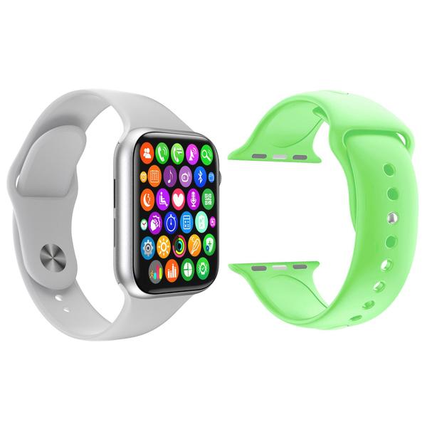 Kit 1 Relógio Inteligente SmartWatch IWO8 Lite Plus Branco + 1 Pulseira Extra Silicone Verde - Smart Bracelet