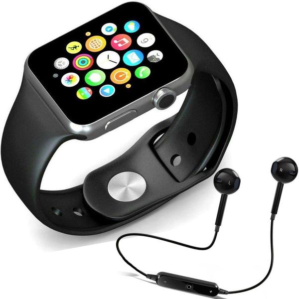 Kit 1 Relógio Smartwatch A1 + 1 Fone Bluetooh Original Preto